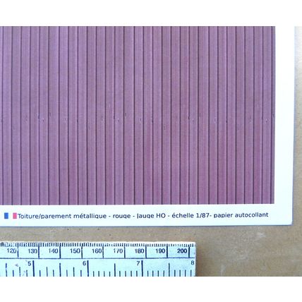 Papier de toiture – toiture/parement en métal rouge – jauge HO – échelle 1:87
