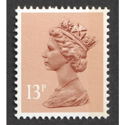 X1006 13p Pale Chestnut RIGHT BAND LITHO QUESTA Unmounted Mint GB Machin