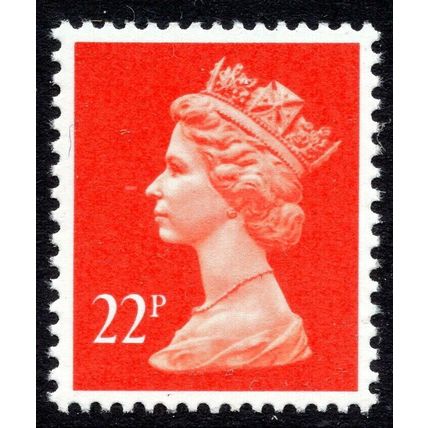 X1016 22p Bright Orange-red LITHO QUESTA Unmounted Mint GB Machin