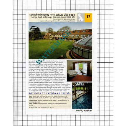 Springfield Hotel Stoborough Dorset / Bibury Court Gloucestershire- 2011 Advert