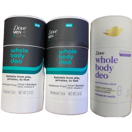 Dove Aluminum-Free Deodorant Stick Whole Body Deo 3 PACK