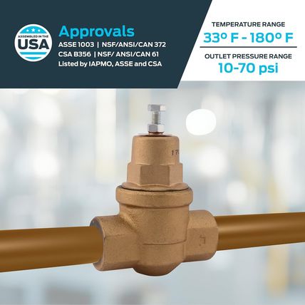 Cash Acme 3/4 Inch EB75 FPT X FPT Pressure Regulator Valve (PRV), 45 PSI, 23000-