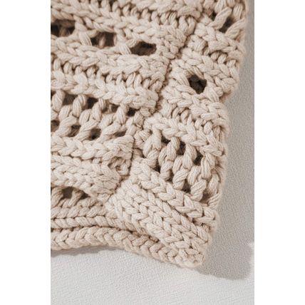 Smoke Gray Hollow-out Cable Knit Cropped Sweater