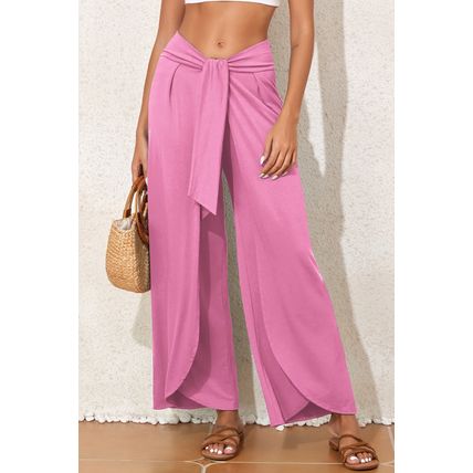 Bonbon Knotted Drop Waist Split Leg Relaxed Pants
