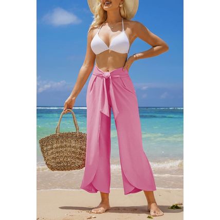 Bonbon Knotted Drop Waist Split Leg Relaxed Pants