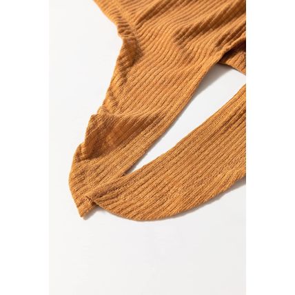 Straw Yellow Ribbed Front Knot Buttoned Thin Strap Tank Top
