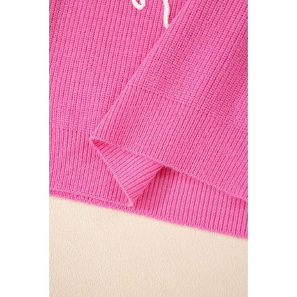 Bright Pink Western Horse Embroidered Round Neck Sweater Tee