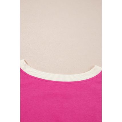 Rose Red Colorblock Edge Drop Shoulder T Shirt and Skort 2Pcs Set