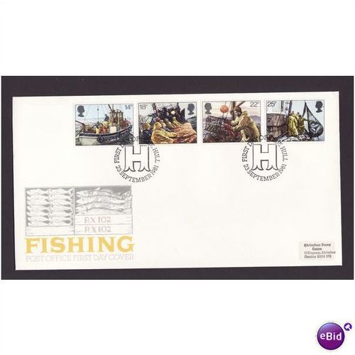 GREAT BRITAIN 1981 FISHING HULL P.O FIRST DAY COVER#2