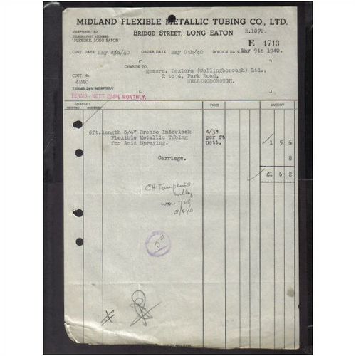 MIDLAND FLEXIBLE METALIC TUBING CO LTD ,LONG EATON,9MAY1940