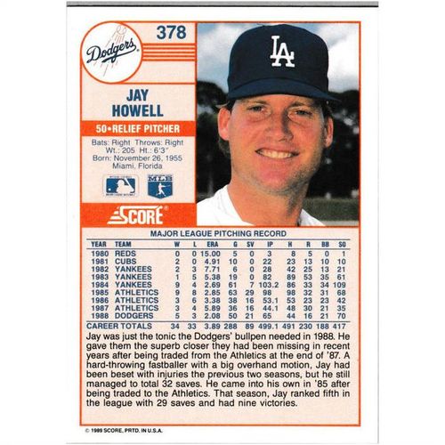 1989 Score - #378 - Jay Howell