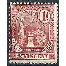 St Vincent 1907 SG95 1d Carmine Mounted Mint ... .