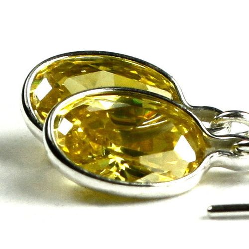 Golden Yellow CZ, 925 Sterling Silver Threader Earrings, SE005