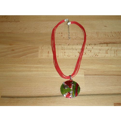 Fabulous Red & Lime Green Mosaic Design Pendant