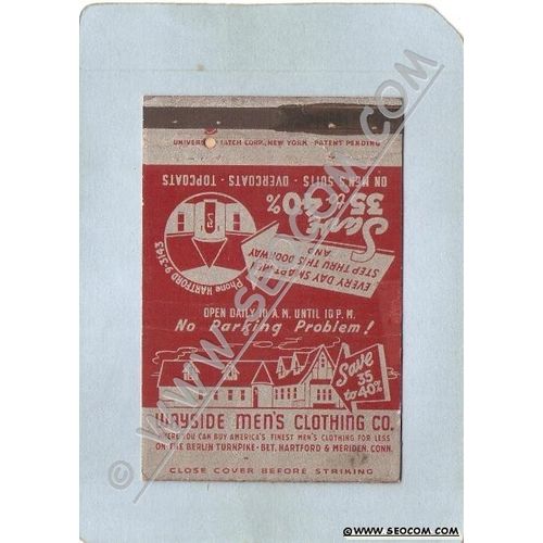 CT Meriden Matchcover Wayside Men's Clothing Co Berlin Turnpike ct_box3~1216