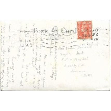 Lancing, W Sussex nr Worthing - College - RP postcard, Shoreham pmk 1948
