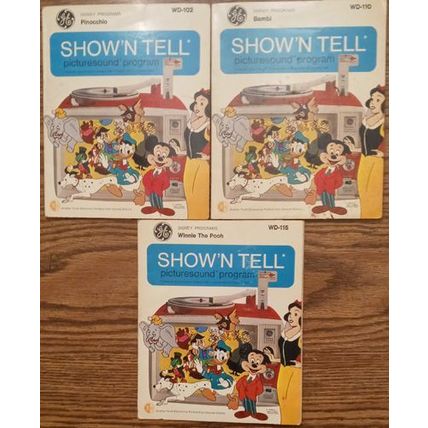 LOT of 6: Show N Tell 1969 Disney Records and Film Strips FREE Shipping