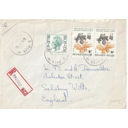 Belgium 1979 Eddy DeBusschere Brugge-Salisbury Registered Cover Brugge Cancel