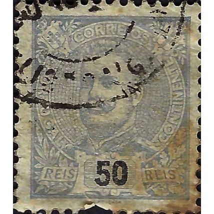 PORTUGAL, King Carlos I, light blue 1895, 50reis