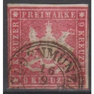 Mi: 9a used 1857 Wurttemberg Cat € 90.00