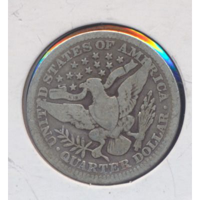 1914-P Barber 90% Silver Quarter, Circulated & Ungraded, Good Detail