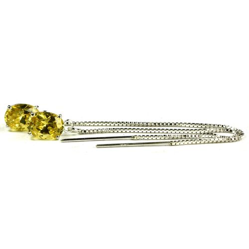 Golden Yellow CZ, 925 Sterling Silver Threader Earrings, SE003