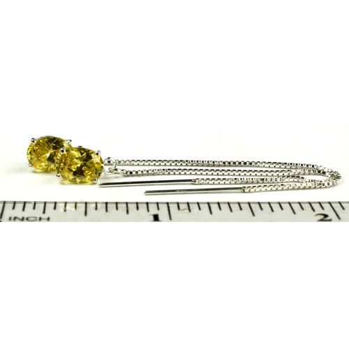 Golden Yellow CZ, 925 Sterling Silver Threader Earrings, SE003