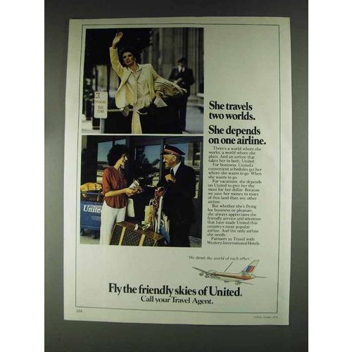 1979 United Airlines Ad - She Travels Two Worlds