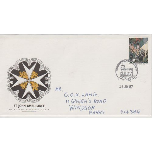 GB 1987 St John Ambulance single stamp GPO FDC Windsor pm