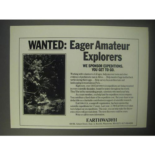 1990 Earthwatch Expeditions Ad - Wanted: Eager Amateur Explorers