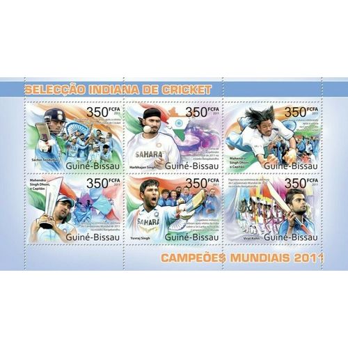 GUINE BISSAU 2011 SHEET MNH TEAM INDIANA CRICKET SPORTS DEPORTES 4