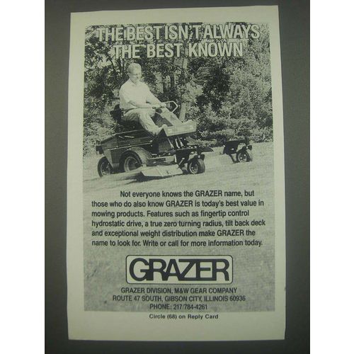 1991 Grazer Mower Ad - The best isn't always the best known