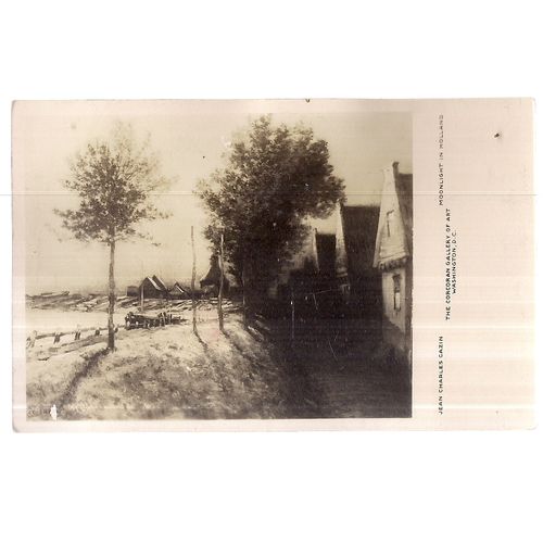 MOONLIGHT IN HOLLAND painting by Jean Charles Cazin unused postcard =