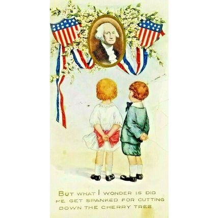 4th of July George Washington Picture Red White & Blue Ribbon Children (A1)