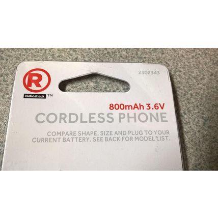 RadioShack 2302343 800mAh 3.6V Rechargeable Cordless Phone Battery NIMH Thompson