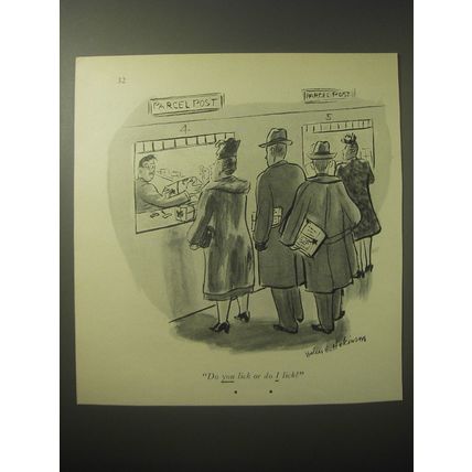 1948 Cartoon by Helen E. Hokinson - Do you lick or do I lick?