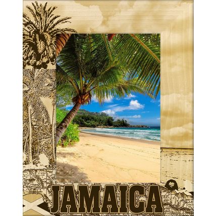 Jamaica Laser Engraved Wood Picture Frame Portrait (4 x 6)