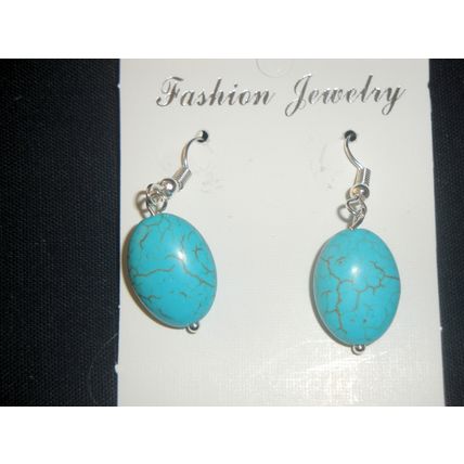 Delightful Turquoise dyed oval howlite drop earrings