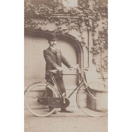 Antique Bicycle Cyclist Small Real Photo Old Postcard