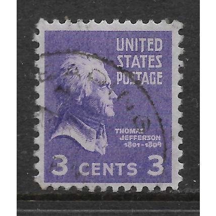 USA 1938 PRESIDENTIAL SERIES 3c DEEP VIOLET THOMAS JEFFERSON SG 803 FINE USED