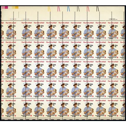 1910, 18¢ Tremendous Misperf With Gutter Error Sheet of 50 Stamps - Stuart Katz