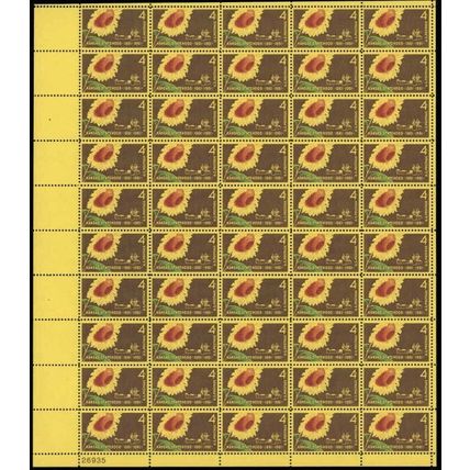 Kansas Statehood Sunflower Sheet of Fifty 4 Cent Postage Stamps Scott 1183