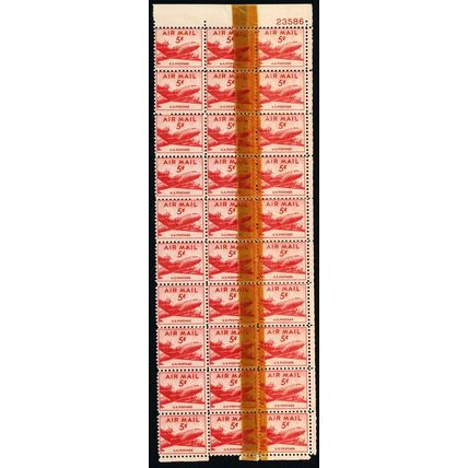 C33, MNH 5¢ P.O. Tape Splice Freak Error Block of 30 Stamps - Stuart Katz