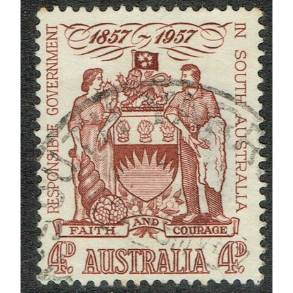 Australia 1957 Centenary Responsible Government 4d Red Brown SG296 FU