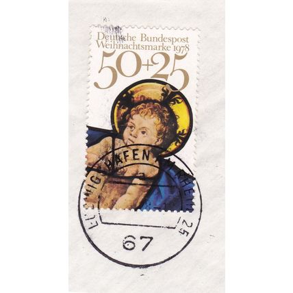 Ludwigshafen postmark Germany 1978 Christmas 50+25pf VGC