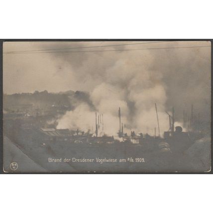 Brand der Dresdener Vogelwiese, 1909 - BNK Foto-AK