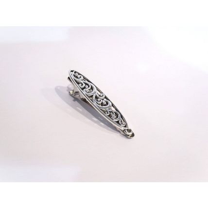 Shiny silver tone metal vine alligator hair claw clip fine hair