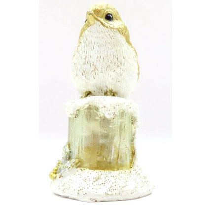 Golden Glitter Robin Ornament Figurine 8 CM Gift Christmas Holiday Decoration