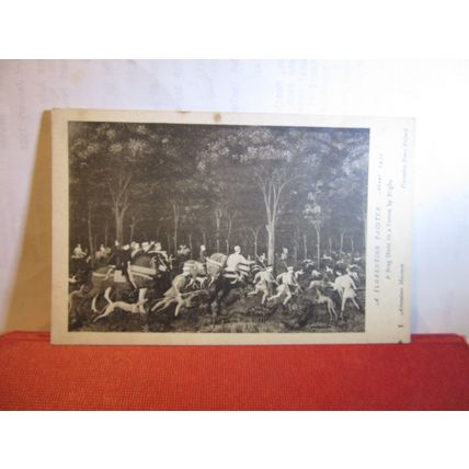 A STAG HUNT, c.1450 unknown artist unused antique postcard by Ashmolean Museum =