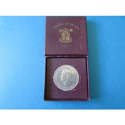 1951 GEORGE VI FESTIVAL OF BRITAIN CROWN IN RED BOX.